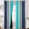 Estelar Textiler Navy Blue and Teal Gradient Blackout Curtains 102in