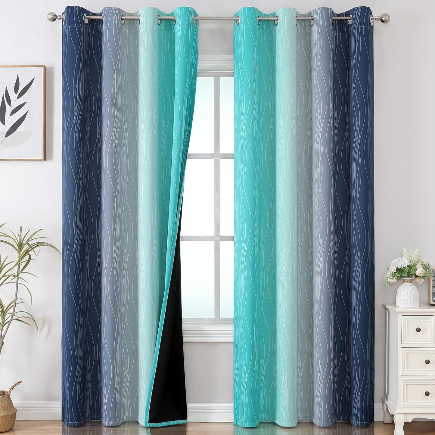 Ombre Gradient Blackout Curtains for Bedroom and Living Room