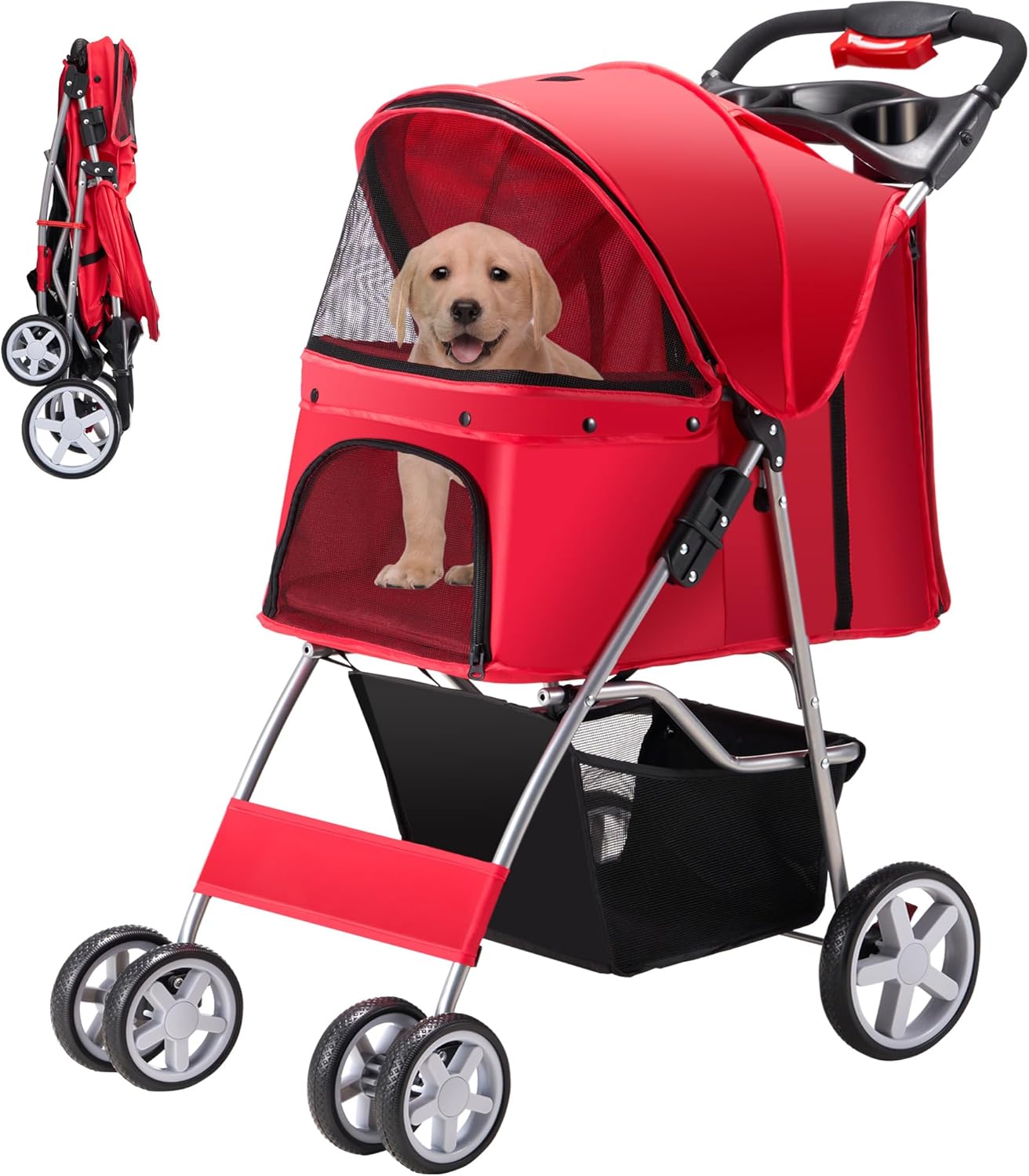 Pet Stroller for Small Dogs and Cats - Foldable and Portable