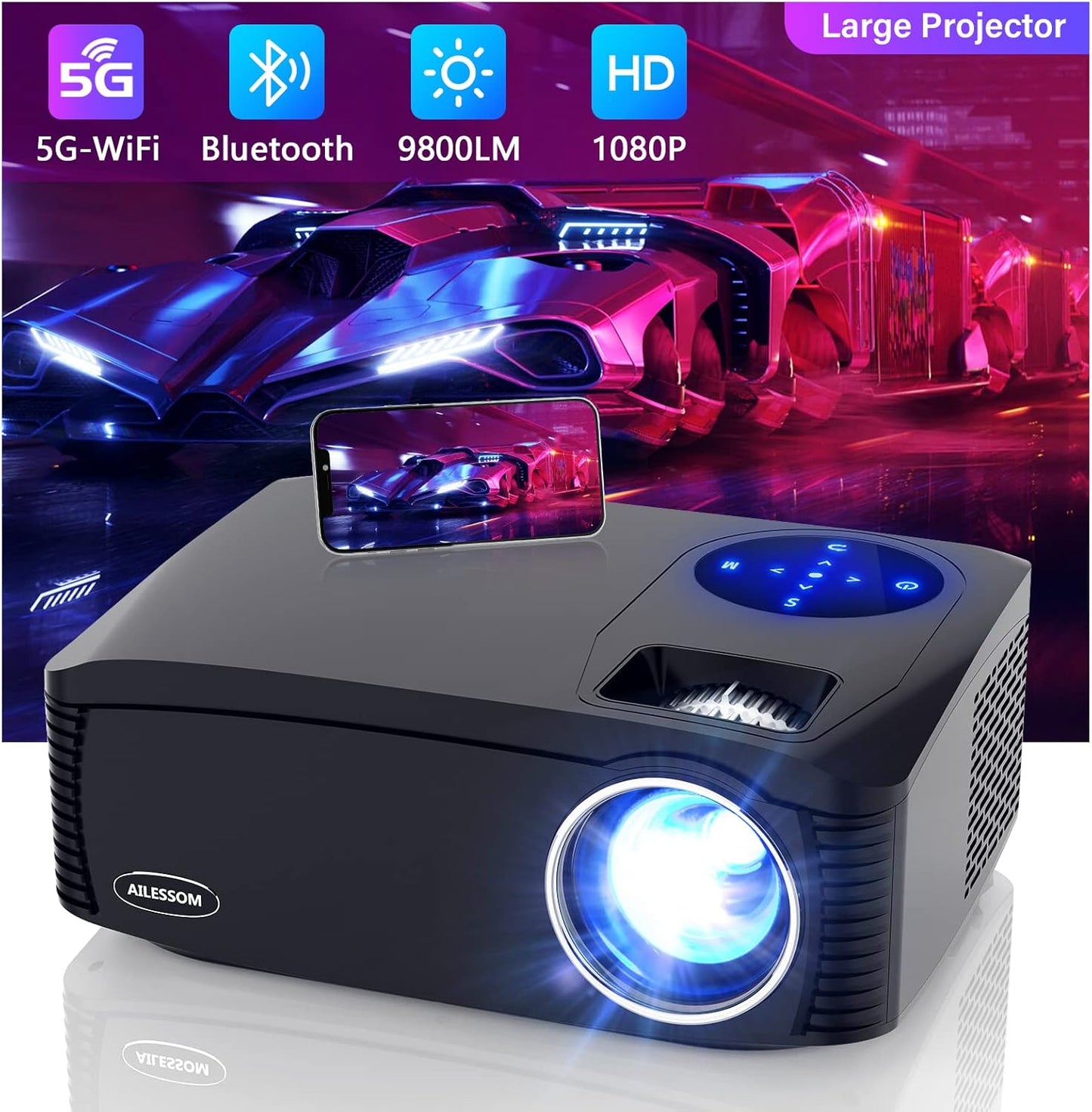 20000LM 1080P WiFi Projector by AILESSOM