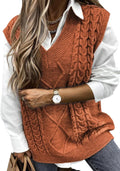 EVALESS Oversized Sweater Vest for Women V Neck Sleeveless - Soft Knit