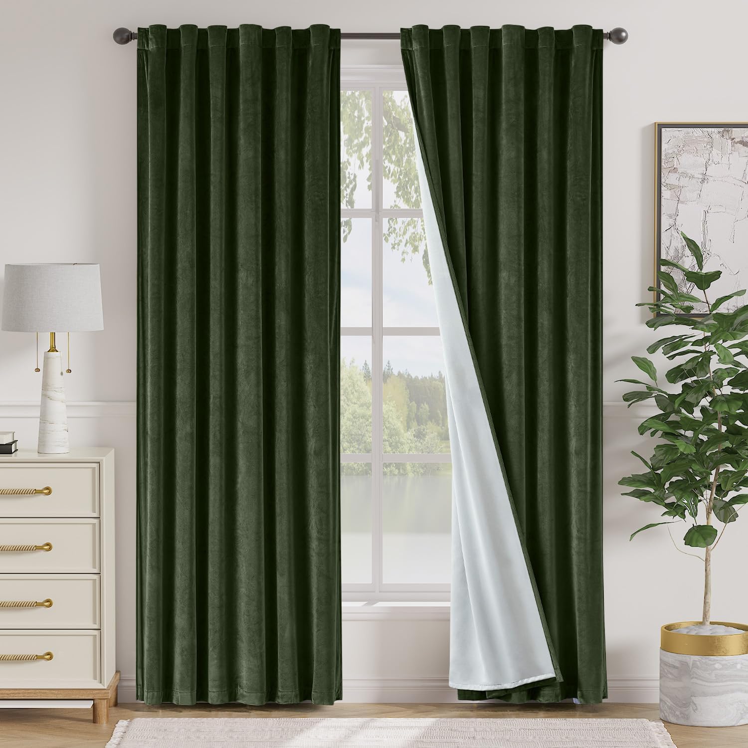 Luxury Moss Green Blackout Curtains 90 - Lined, Insulated, Stylish