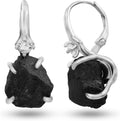 Real Raw Crystal Drop Earrings - Genuine Gold Over Sterling Sterling