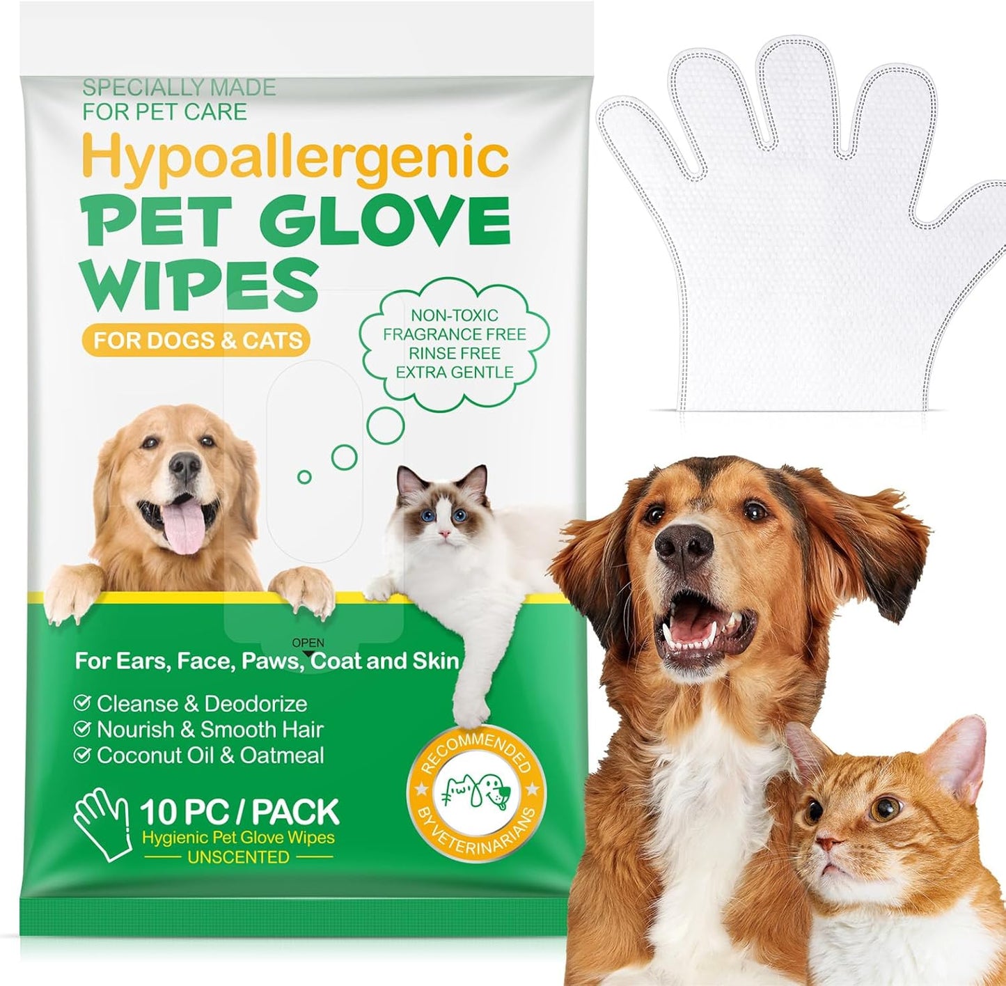 Portable Deodorizing Pet Grooming Gloves
