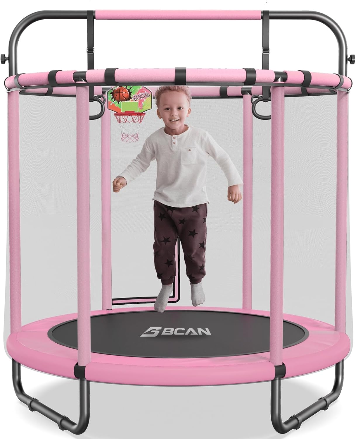 BCAN 55 Trampoline for Kids with Adjustable Gymnastics Bars
