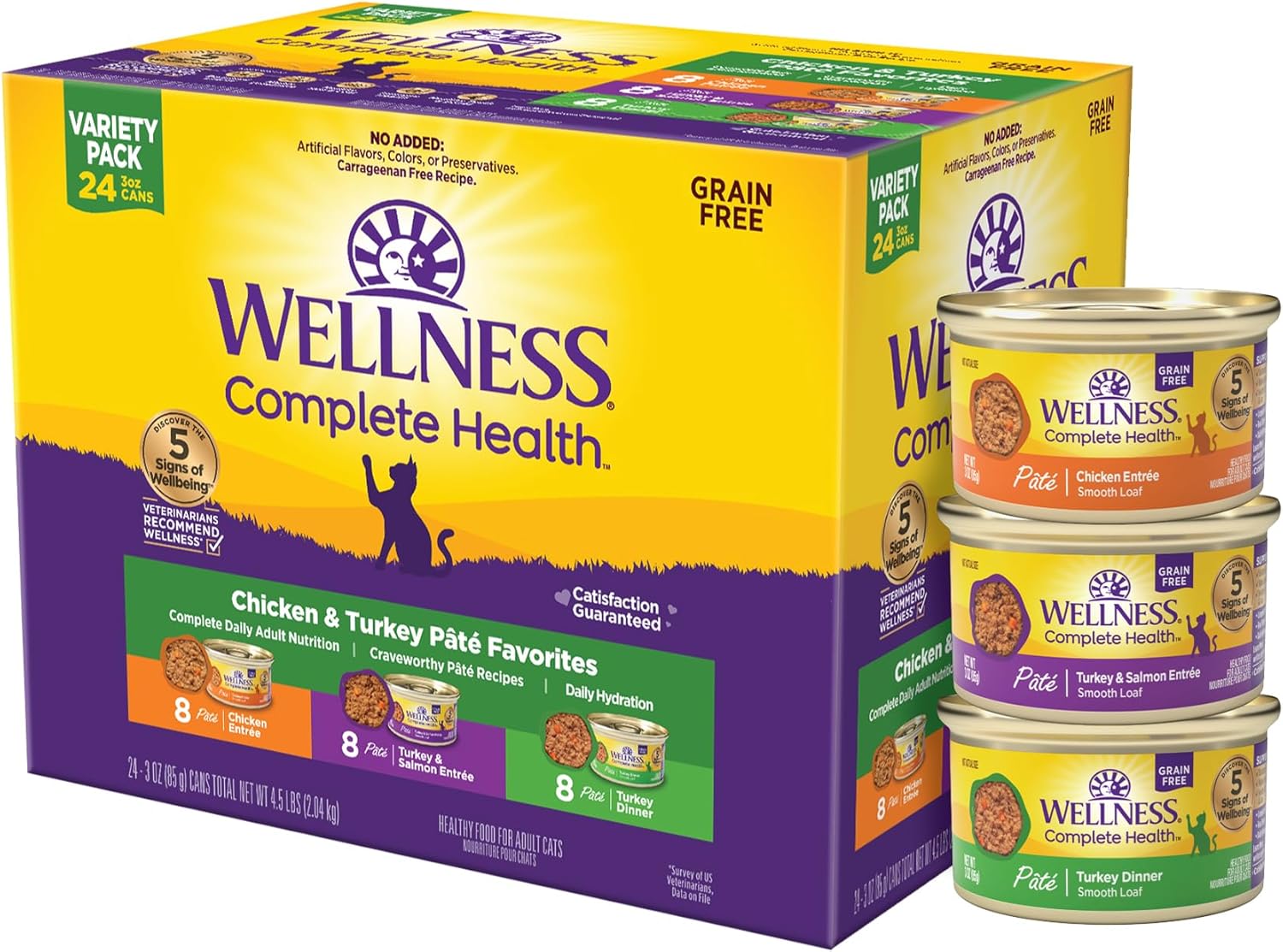 Wellness Complete Health Pate Grain-Free Wet Cat Food Variety