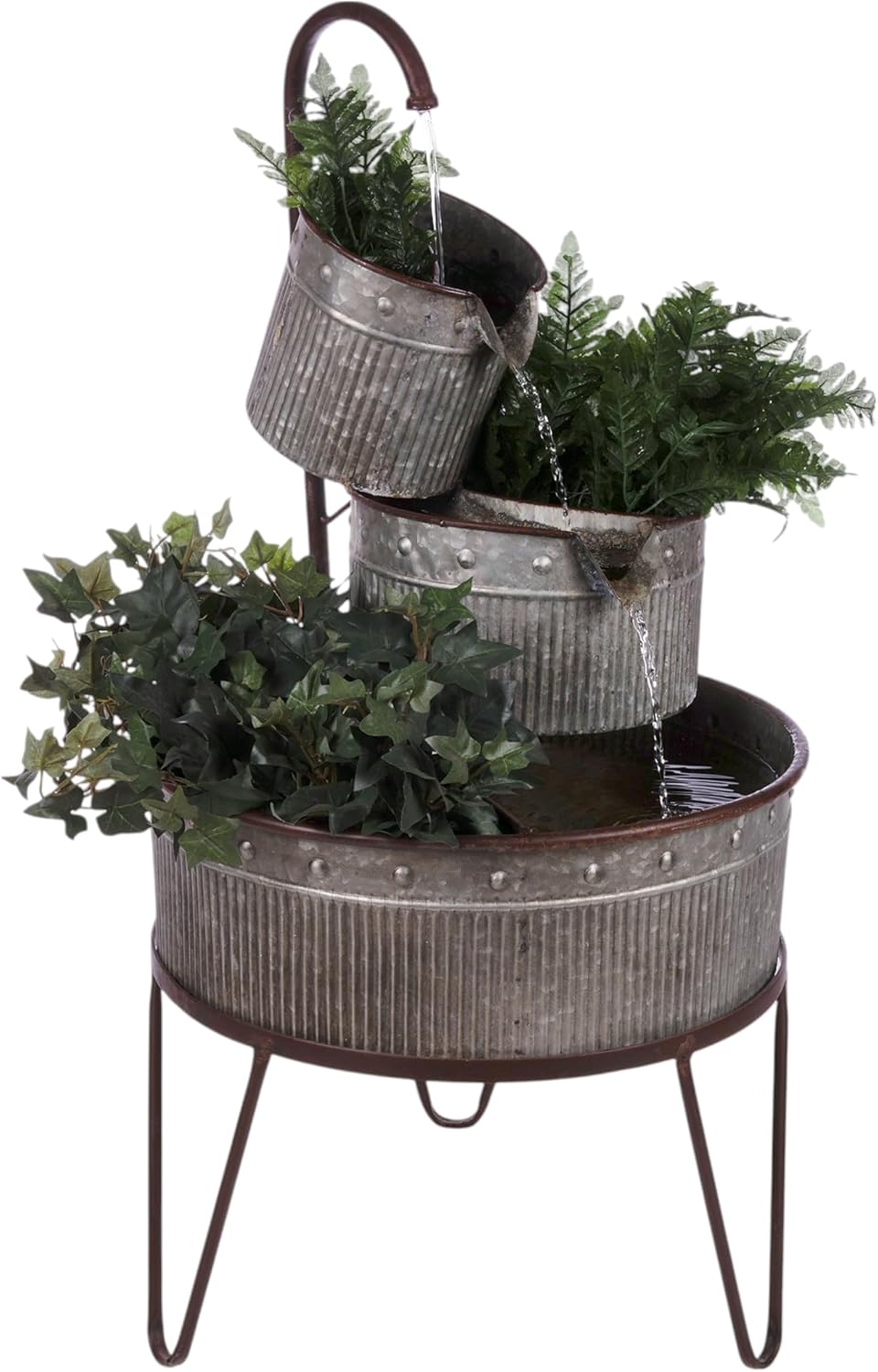 Alpine Corporation 33in Outdoor Floor 3-Tier Vintage Tubs Fountain