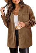 Magritta Womens Corduroy Button Down Oversized Blouse - Cozy Fit