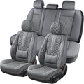 Nappa Leather Gray Car Seat Covers Full Set - Waterproof Comfort