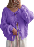 Bow Tie Front Cardigan Sweaters Oversized Open Front - Cozy Fall Knit