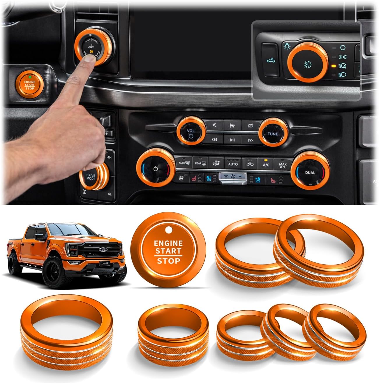 Aluminum Alloy Knob Cover Trim Set for Ford F150 & Super Duty