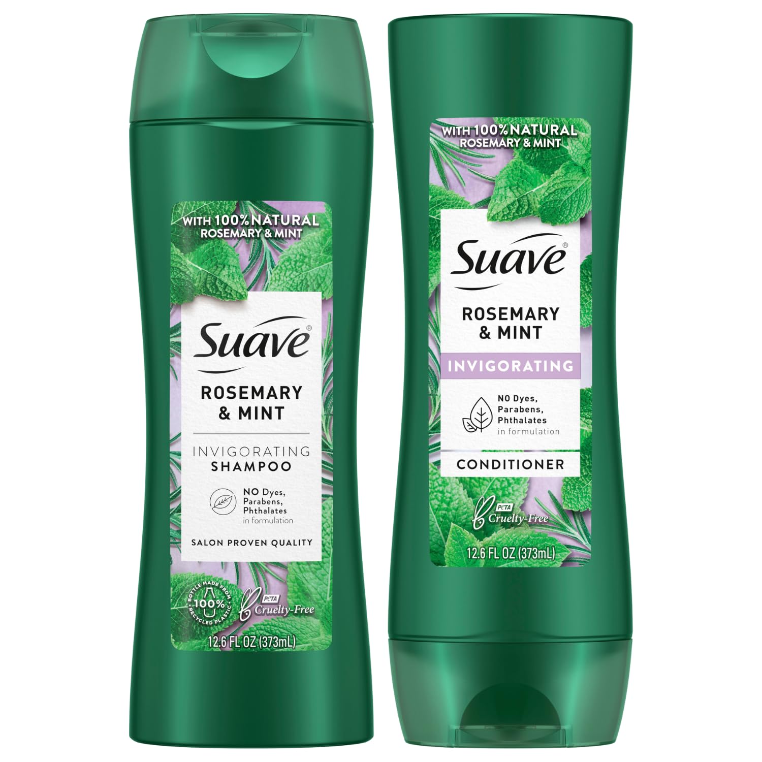 Suave Rosemary & Mint Shampoo/Conditioner, 100% Natural Oils, 12.6 Oz