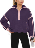 Yanekop Womens Quarter Zip Sherpa Fleece Pullover - Cozy (Style F1MR)