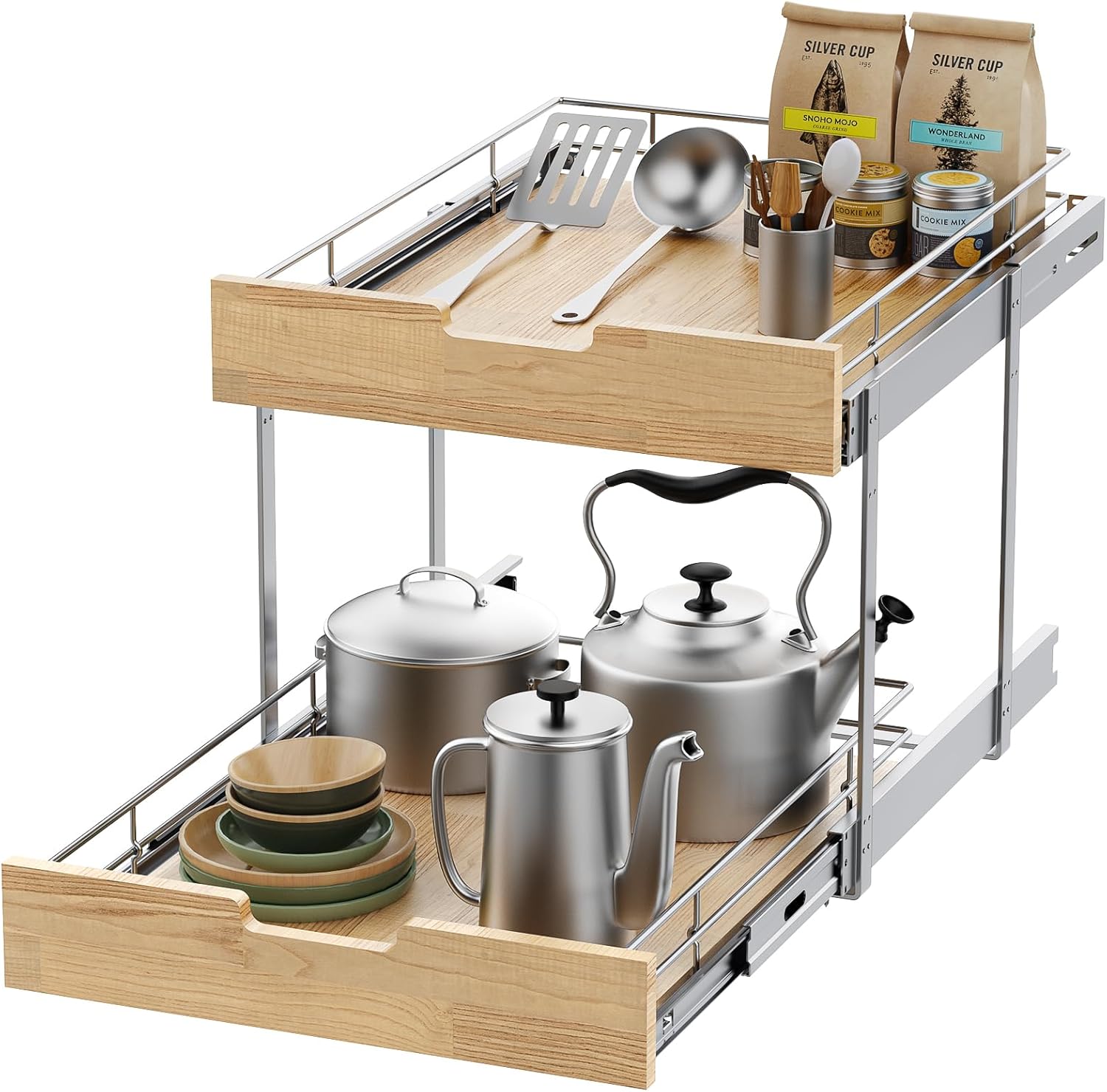 Pull Out Cabinet Organizer for Kitchen and Bathroom Storage
