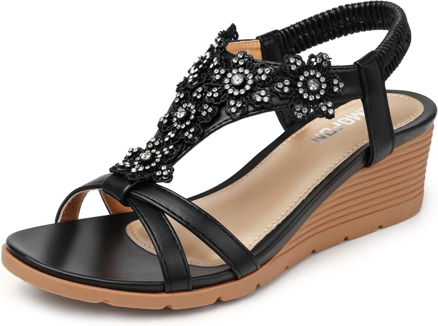 TEMOFON Women's Low Wedge Heels Summer Dressy Platform Sandals