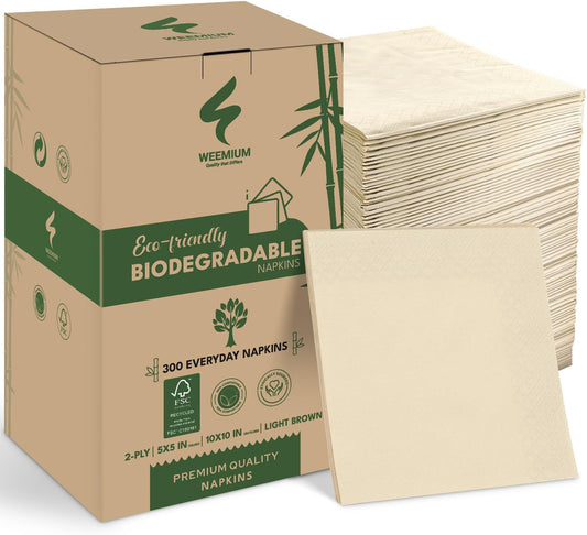 300 Pack Eco-Friendly Compostable Napkins