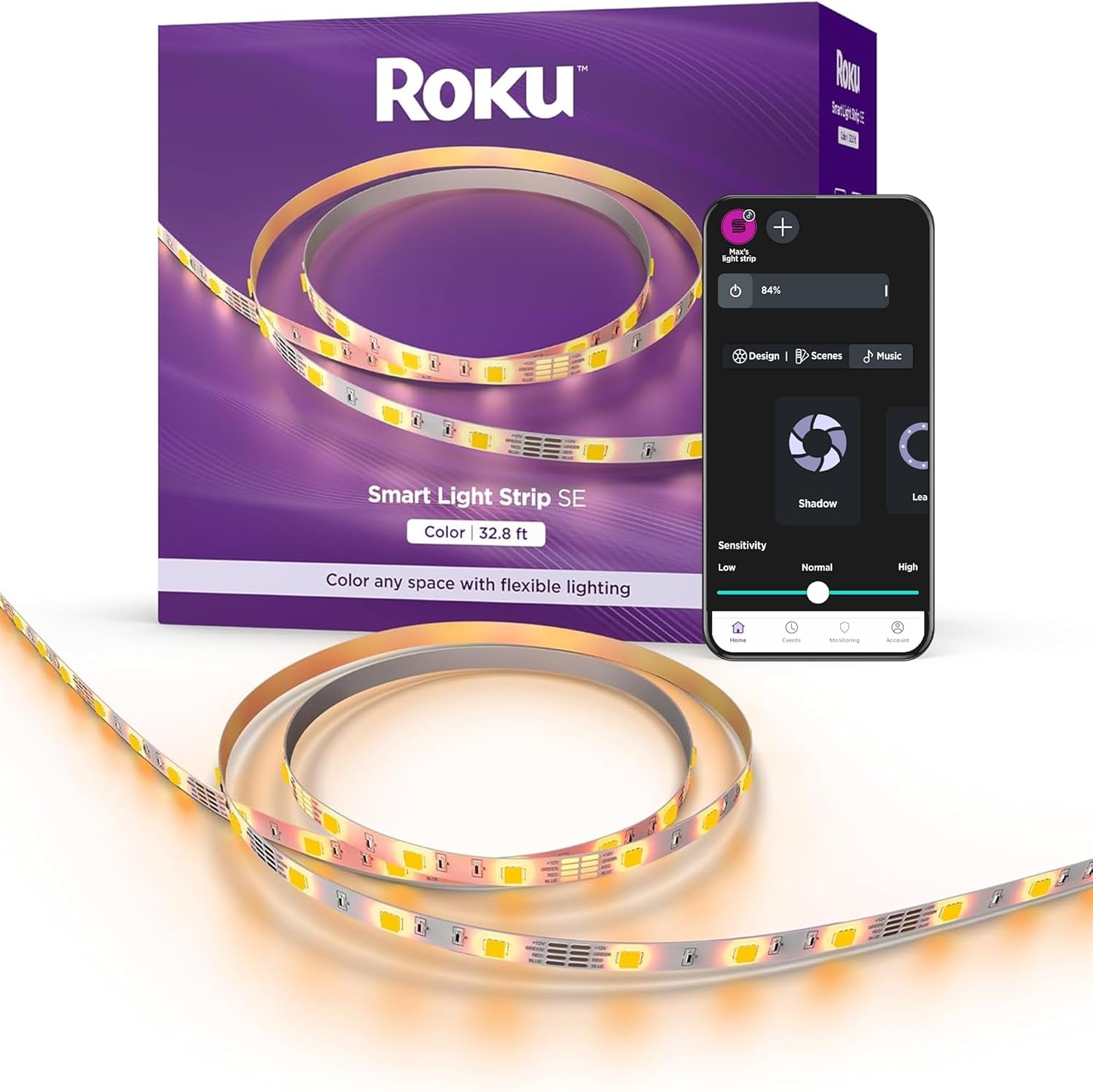 Roku Smart LED Light Strip 32.8ft with Color Options & Brightness