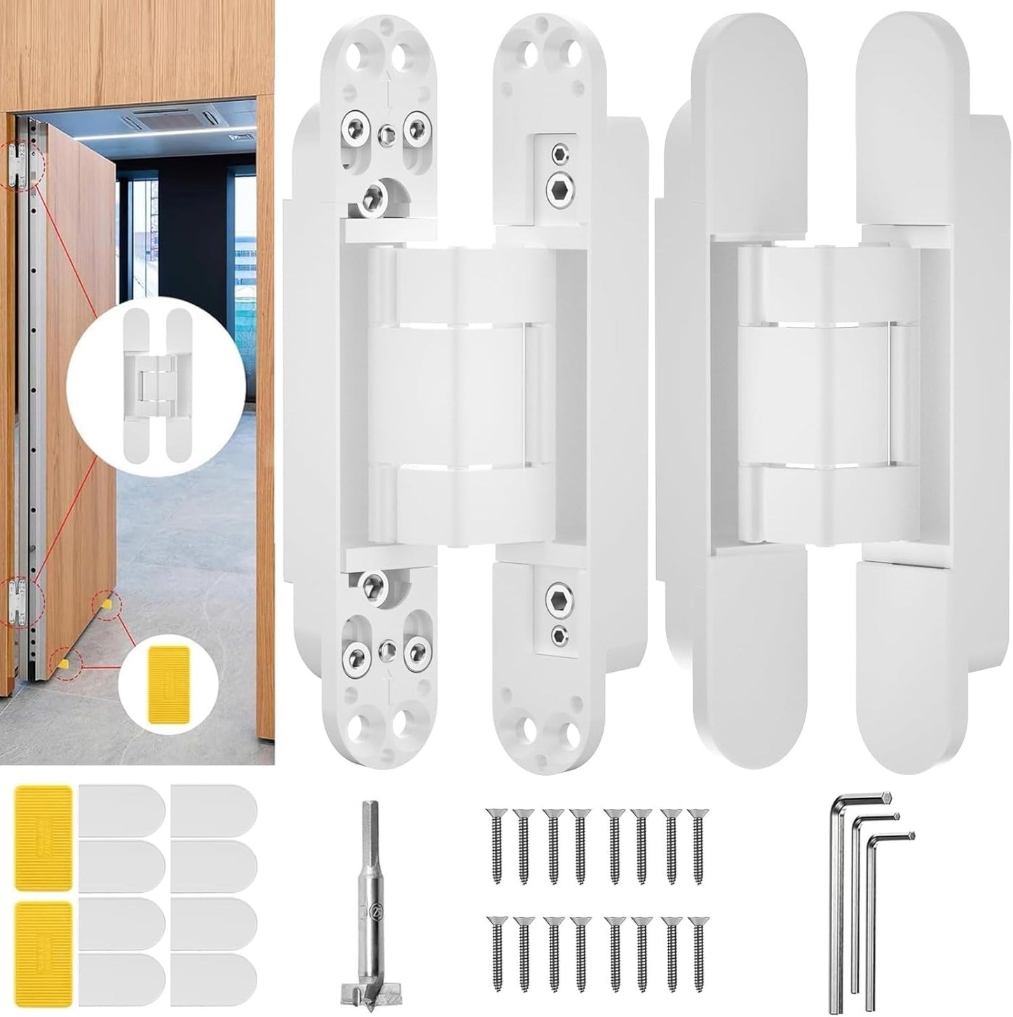 7 Inch Hidden Door Hinge for Invisible Doors - Pack of 2