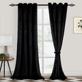 Black Velvet Curtains 120 in 2 Panels - Thick Blackout Drapes