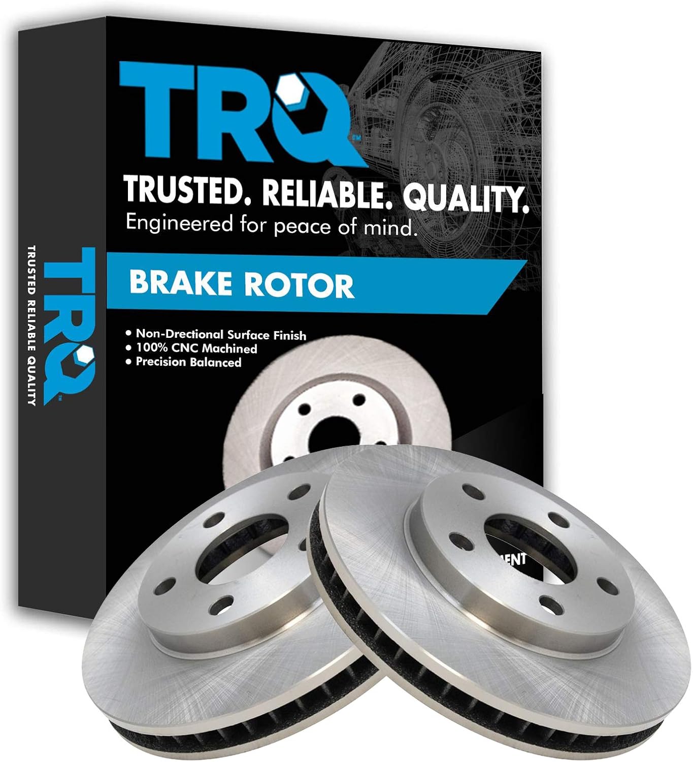 TRQ Front Disc Brake Rotor Pair Set for Multiple Vehicles