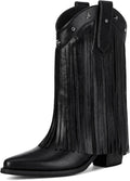 Fringe Cowboy Boots for Women Mid Calf Cowgirl Boots (Style V9CT)