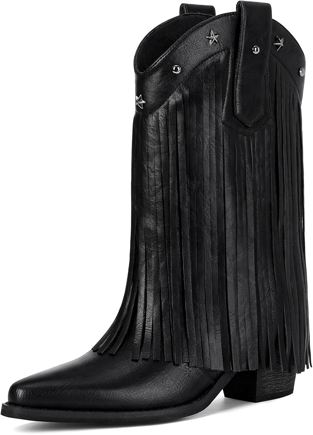 Fringe Cowboy Boots for Women with Star Studded Design