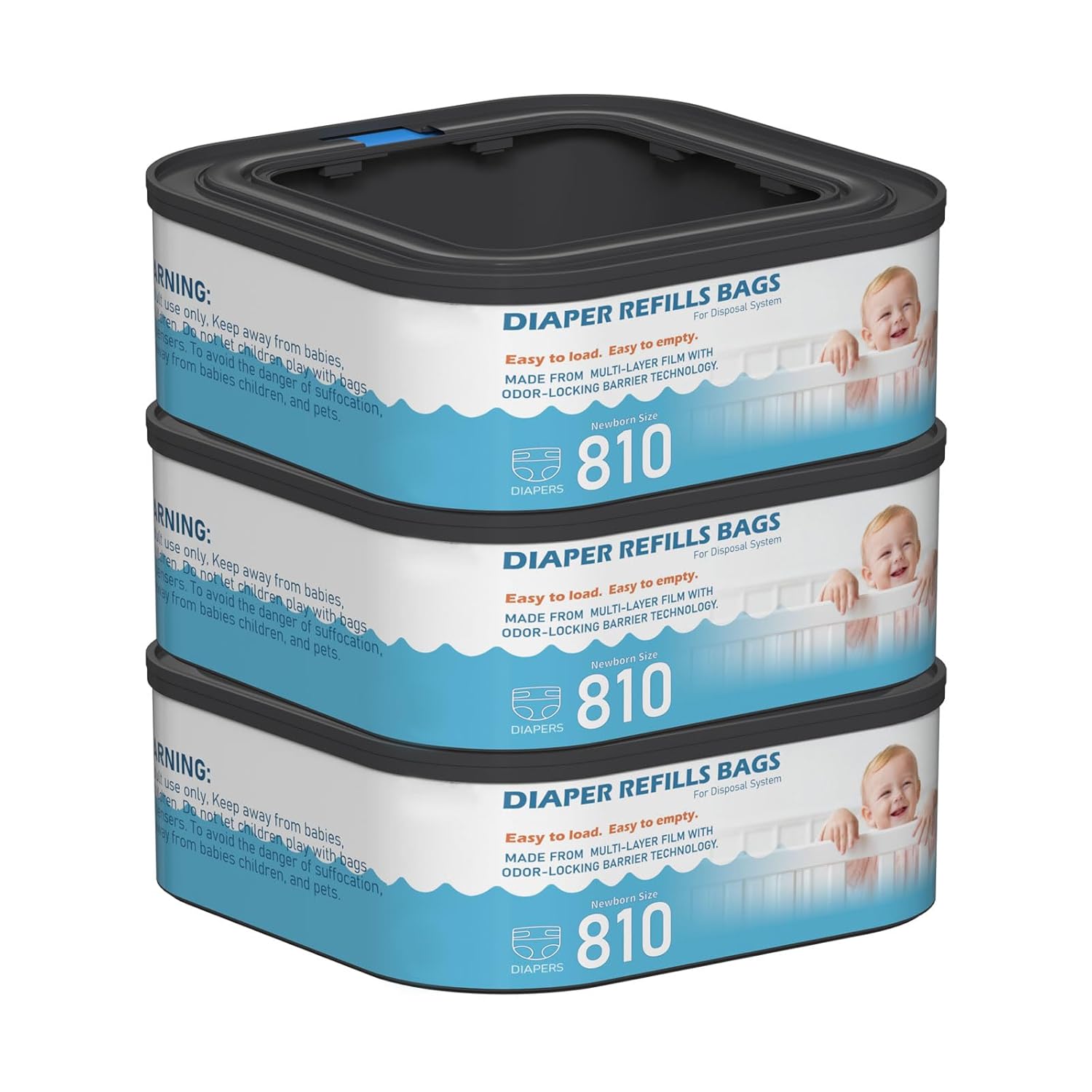 Jumbo Square Refills Disposal Bags for Diaper Genie Pails