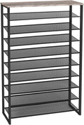 10-Tier Shoe Rack 45-50 Pair Capacity in Greige and Black - Tall