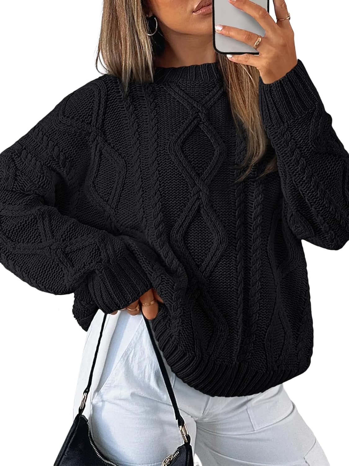 Trendy Queen Women's Oversized Cable Knit Crewneck Sweater Review