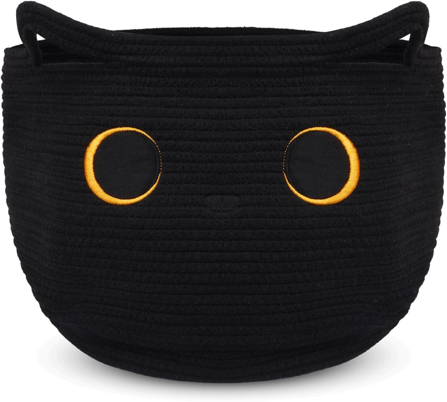 Cute Black Cat Round Basket for Baby Laundry and Toy Storage