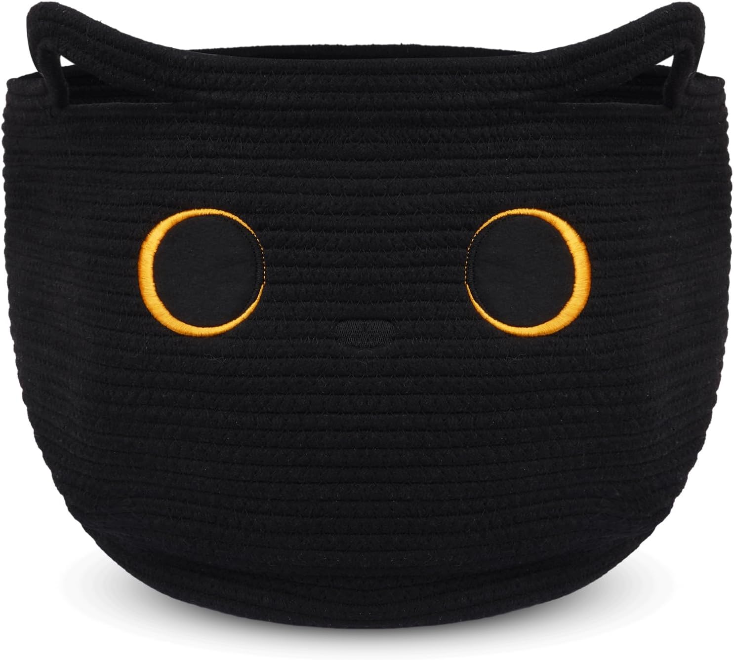 Cute Black Cat Round Basket for Baby Laundry and Toy Storage