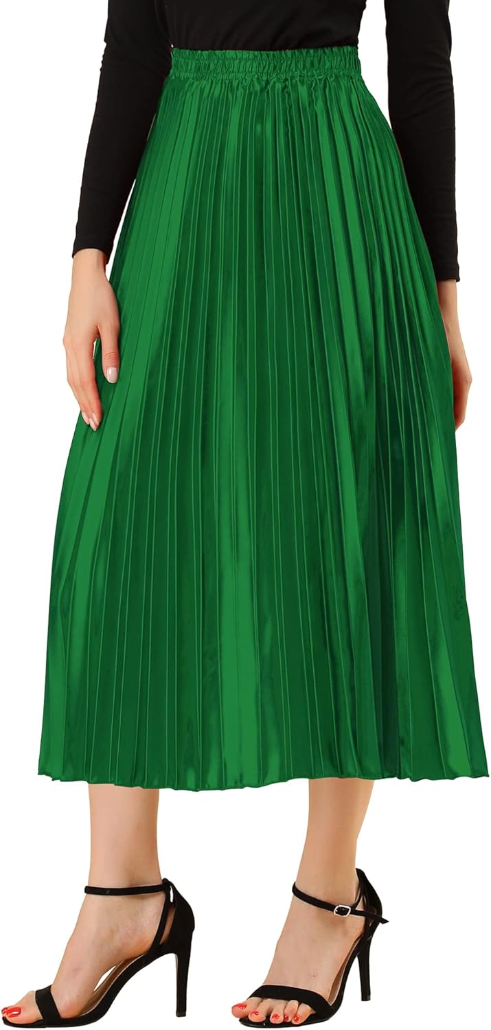 Allegra K Women Pleated Midi Skirt for Stylish Party Looks