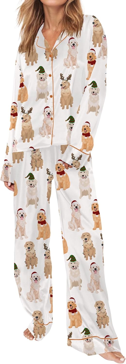 Satin Pajamas Set for Women with Classic Animal Print Design