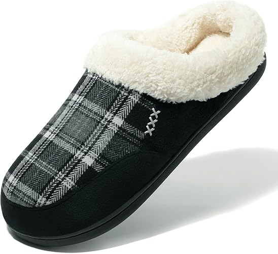 NewDenBer Men's Cozy Memory Foam Slippers for Indoor Outdoor Use