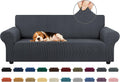 Stretch Sofa Cover for 3 Cushion Sofa 78-94 in - Charcoal Checked