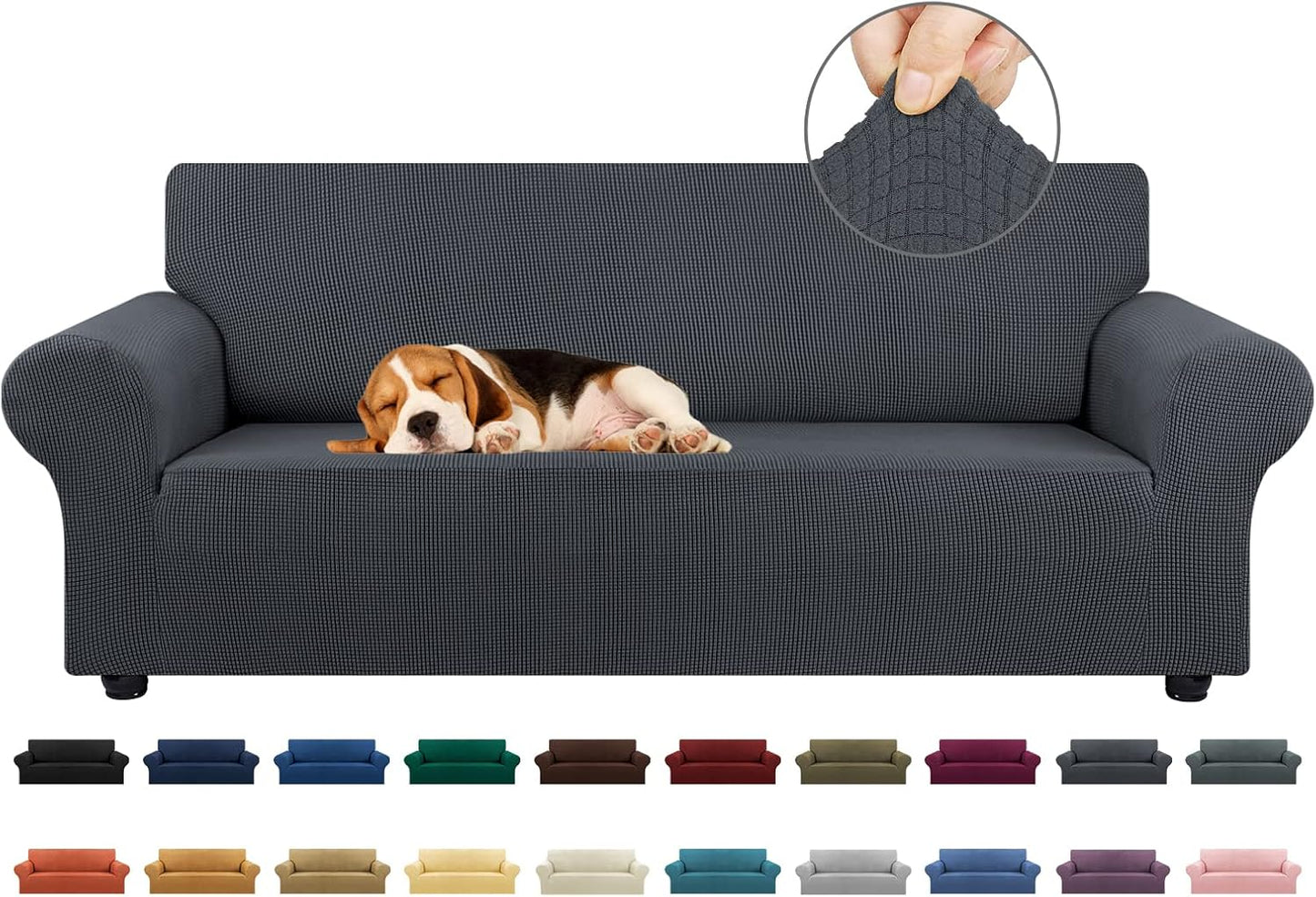 KEKUOU Stretch Sofa Cover Slipcover for 3 Cushion Couch Sofa