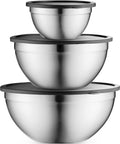 Mixing Bowls with Lids Set - Nesting Stainless Steel Prep Bowls