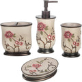 Larrisa Floral 4pc Bathroom Accessories Set - Modern Classic Decor