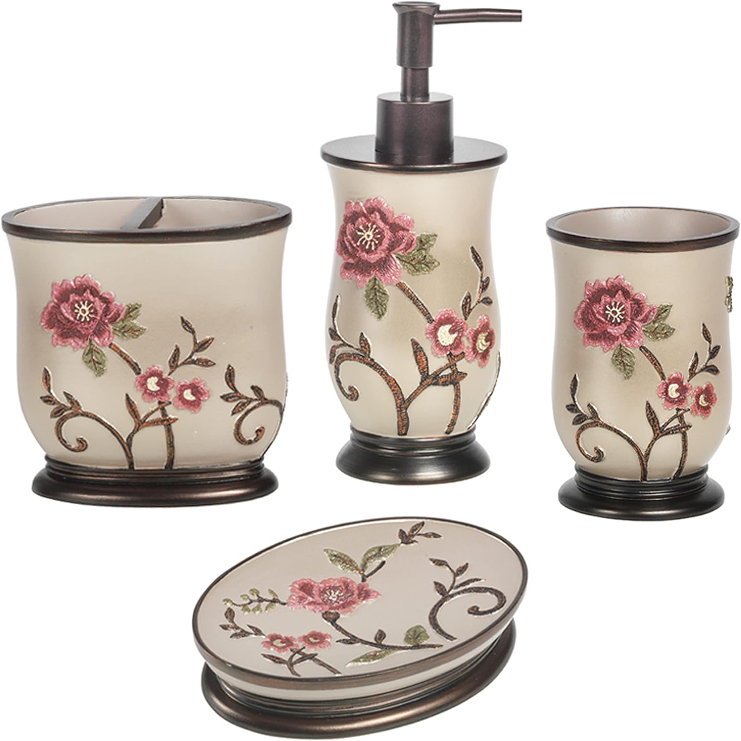 Larrisa Floral Bathroom Accessories Set for Modern Decor