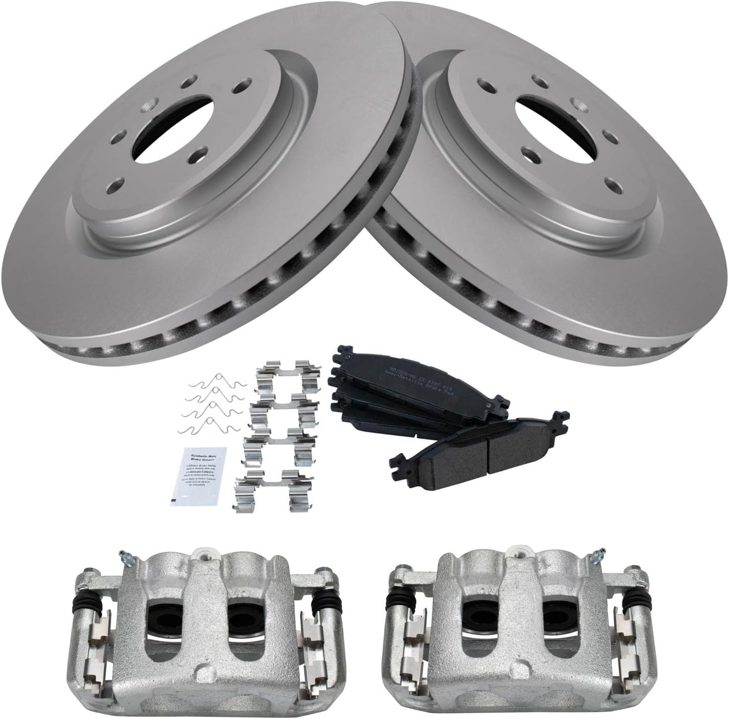 TRQ Front Brake Calipers Pads Rotors for Explorer Flex Taurus