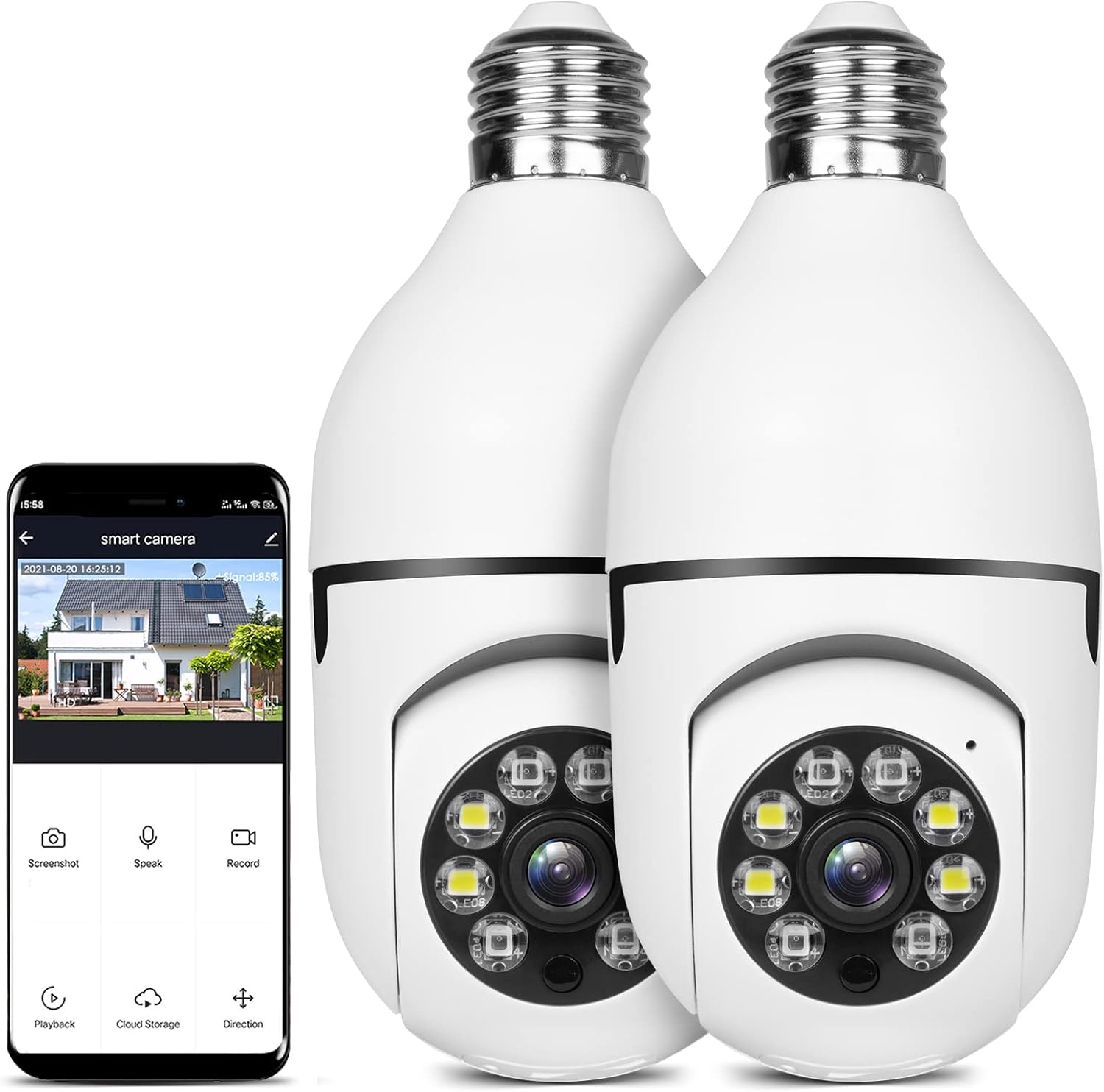 2pk WiFi Security Cam 1080P IP E27 - Night Vision