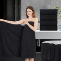 4 Piece Oversized Bath Sheet 35x70 in Black - Extra Large Quick Dry