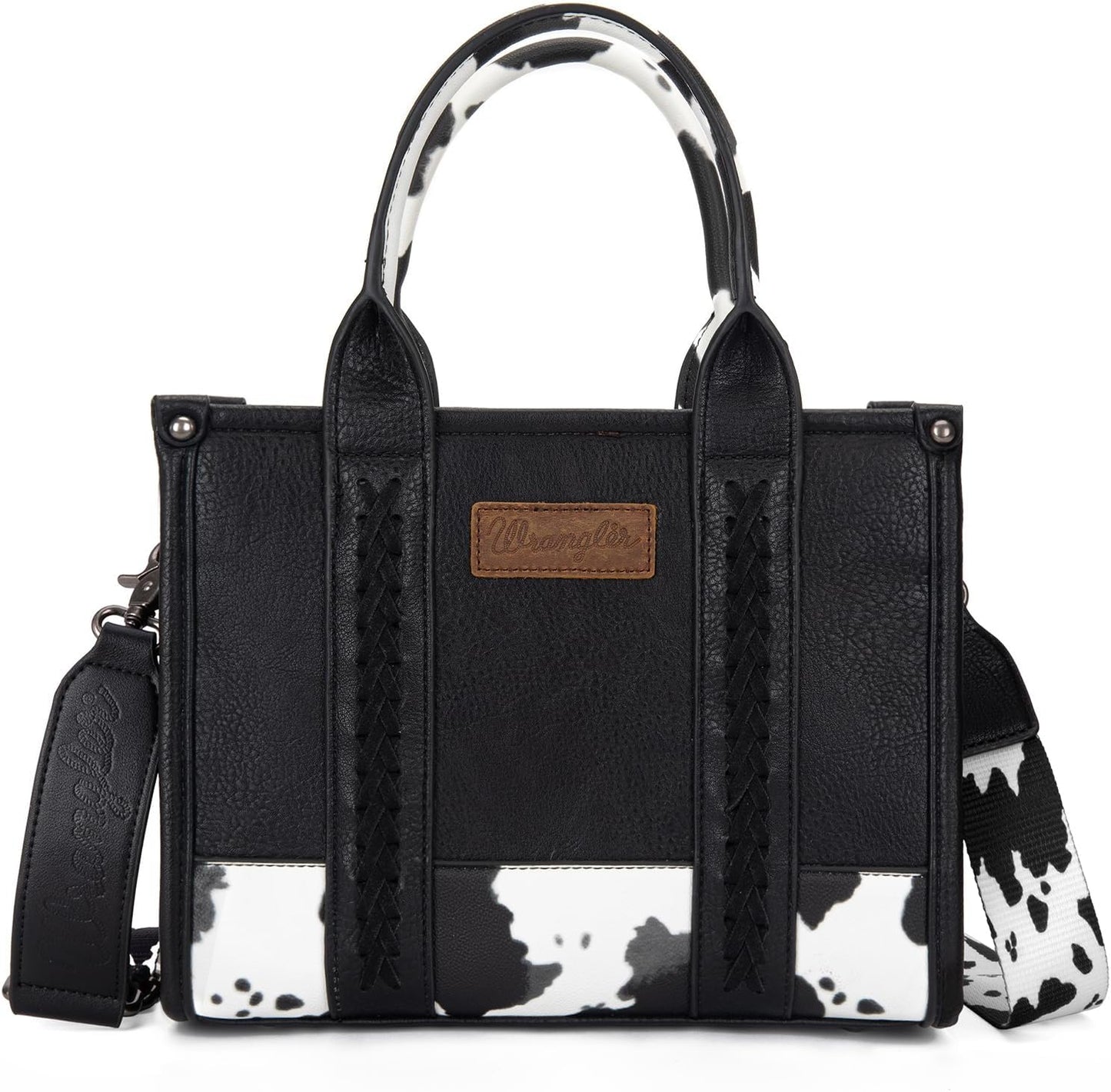 Wrangler Medium Tote Bag with Cow Print Design for Women