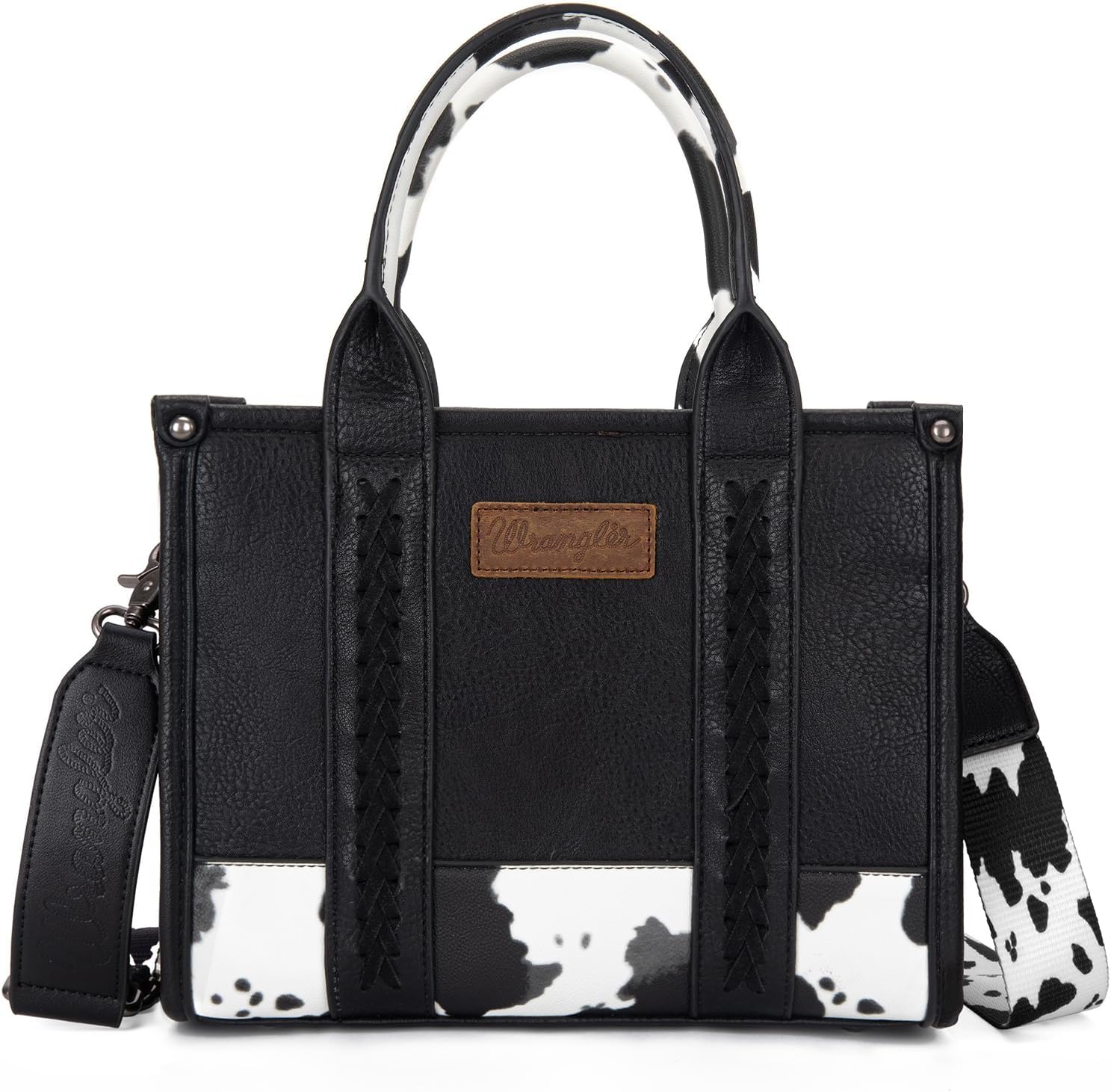 Wrangler Medium Tote Bag with Cow Print Design for Women