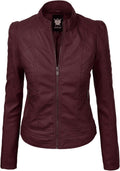 Slim Fit Stylish Vegan Leather Moto Jacket for Women - Slim PU Biker