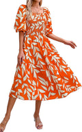PRETTYGARDEN Women's Puff Sleeve Square Neck Midi Dress (Style 3HHZ)