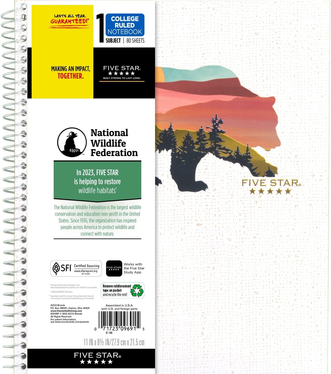Five Star Spiral Notebook: College Ruled, Study App Included
