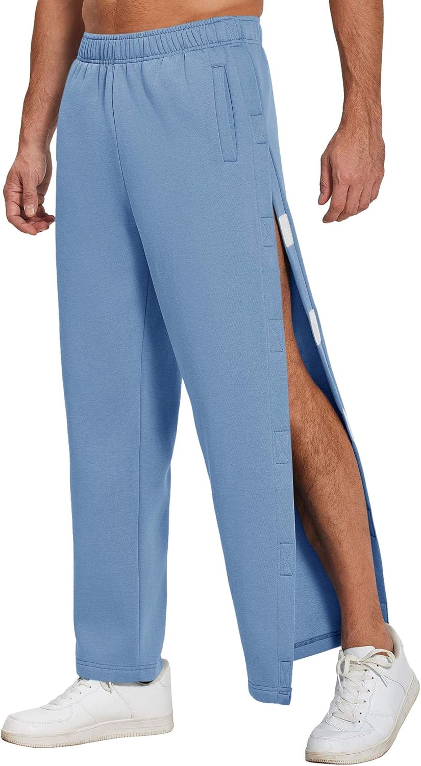 Deyeek Mens Fleece Tear Away Pants for Post Surgery Recovery