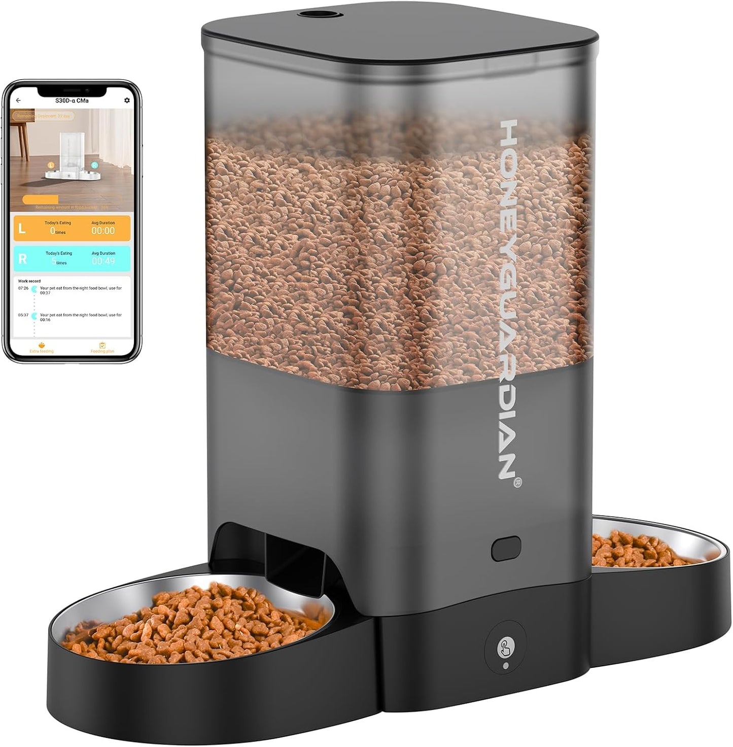 Smart Automatic Cat Feeder for Two Cats with App Control