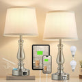 Table Lamps Set of 2 with Touch Control and USB C+A Ports - White
